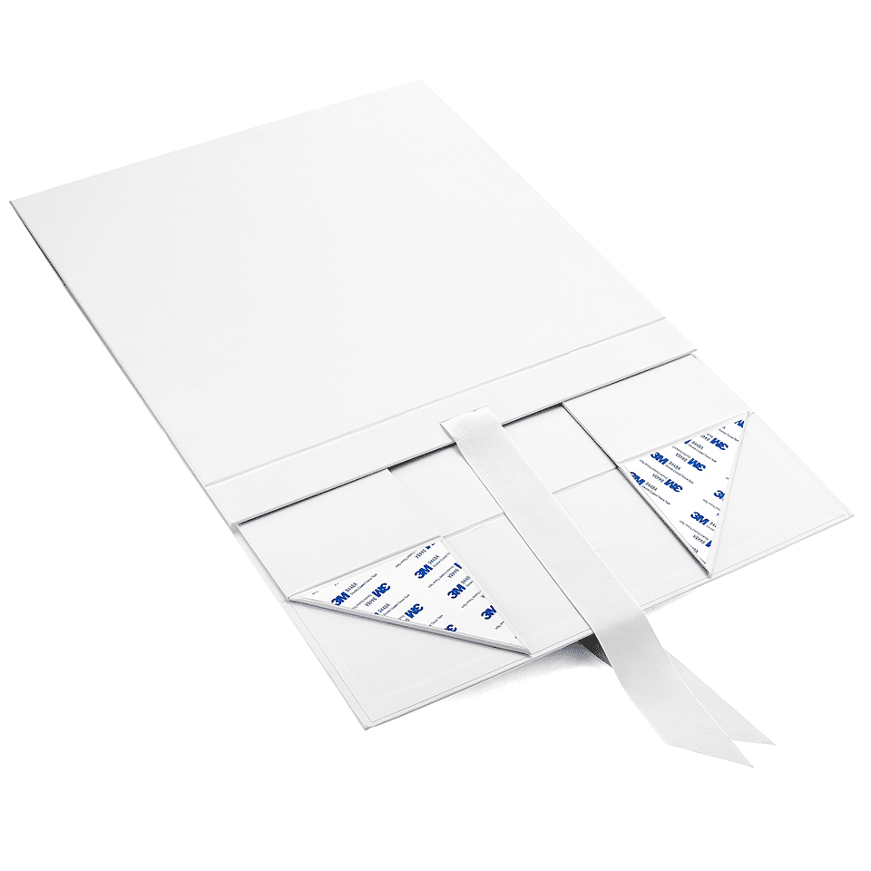 Square Magnetic Gift Box with Satin Ribbon – White Matte